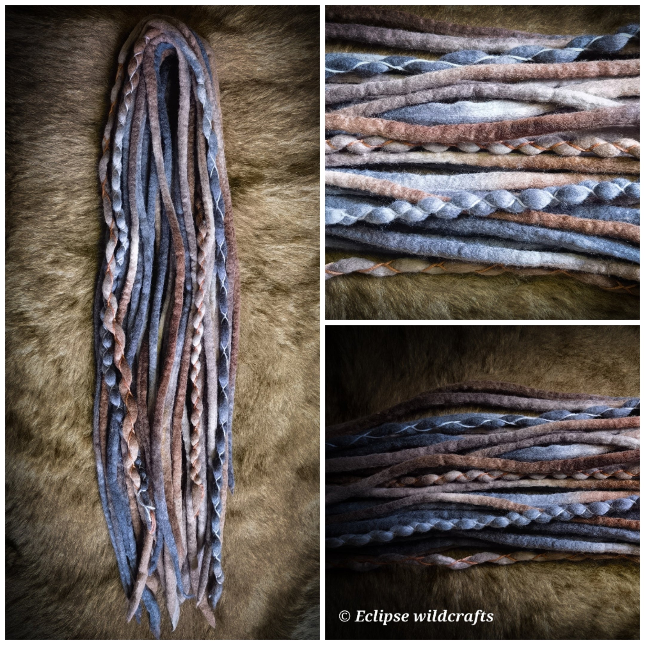 Wool Dreadlock Extensions offers - 18 inch Royal Rain